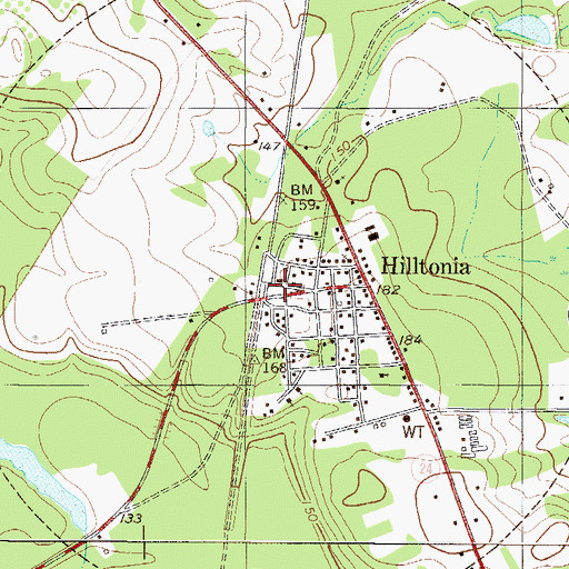 Topographic Map of Town of Hiltonia, GA