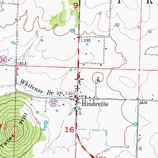 Topographic Map of Town of Hindsville, AR