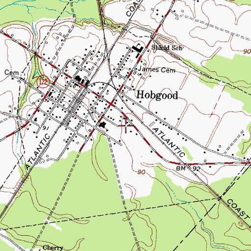 Topographic Map of Town of Hobgood, NC