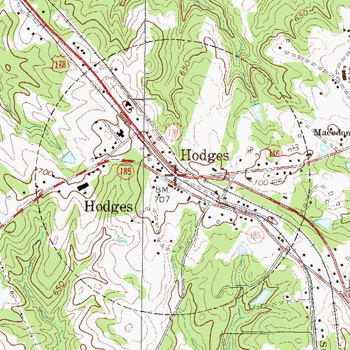 Topographic Map of Town of Hodges, SC