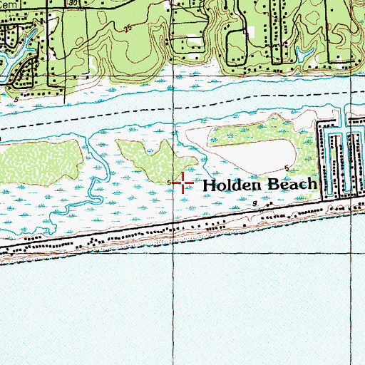 Topographic Map of Town of Holden Beach, NC