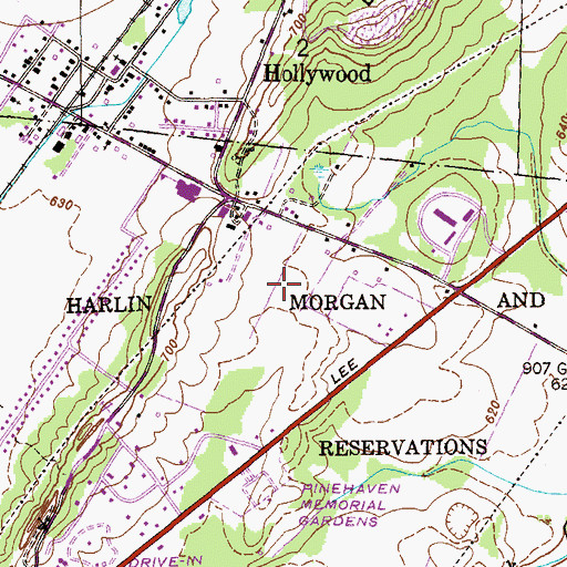 Topographic Map of Town of Hollywood, AL