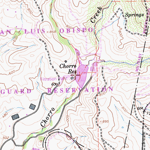 Topographic Map of Chorro Reservoir, CA