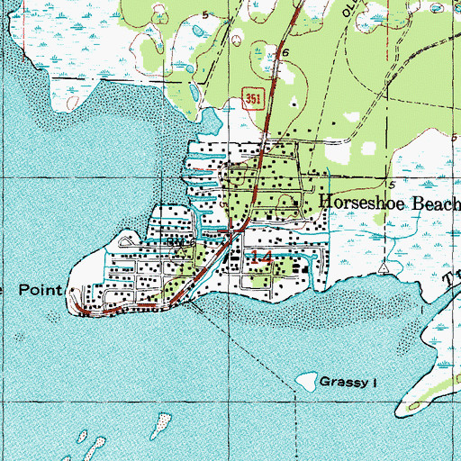 Topographic Map of Town of Horseshoe Beach, FL