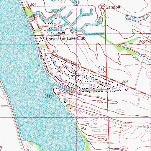 Topographic Map of Town of Horseshoe Lake, AR