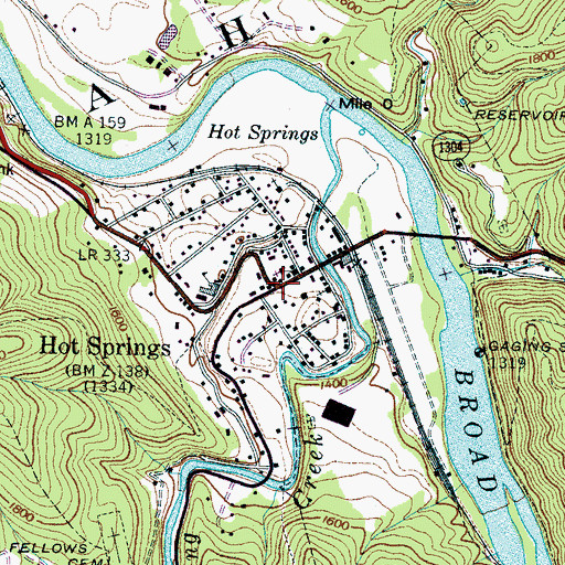 Topographic Map of Town of Hot Springs, NC