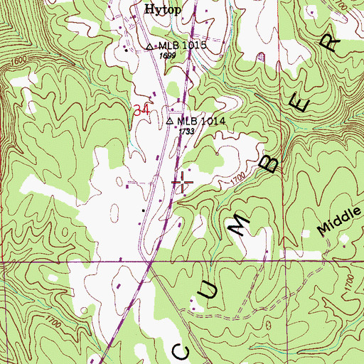 Topographic Map of Town of Hytop, AL