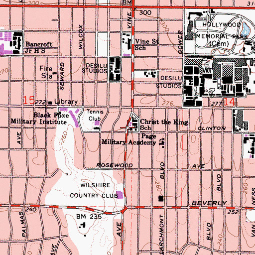 Topographic Map of Christ the King School, CA
