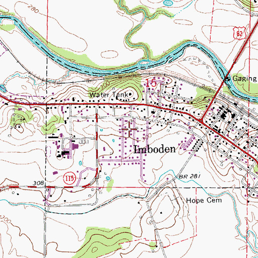 Topographic Map of Town of Imboden, AR