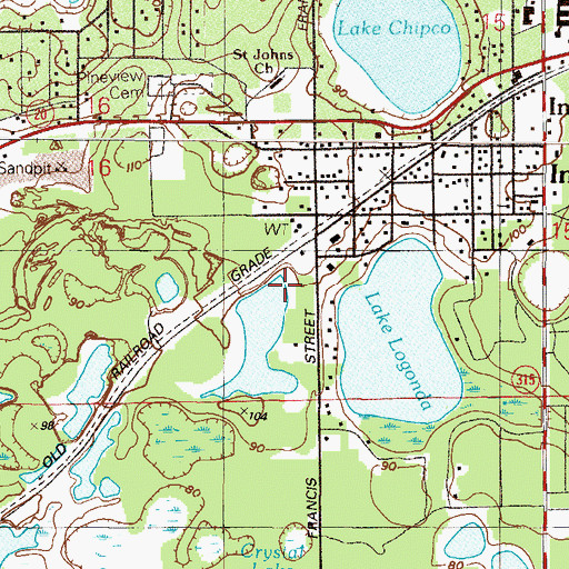 Topographic Map of Town of Interlachen, FL