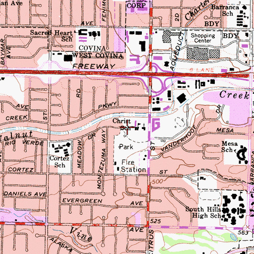 Topographic Map of Christ School, CA