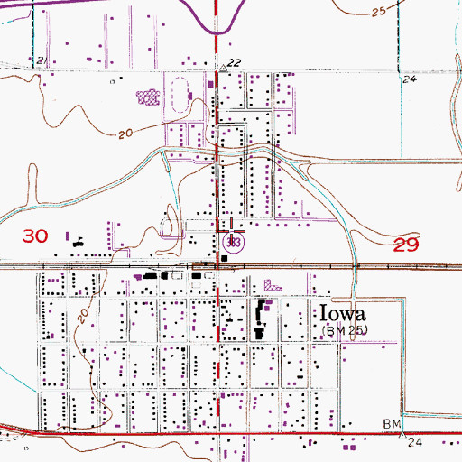 Topographic Map of Town of Iowa, LA
