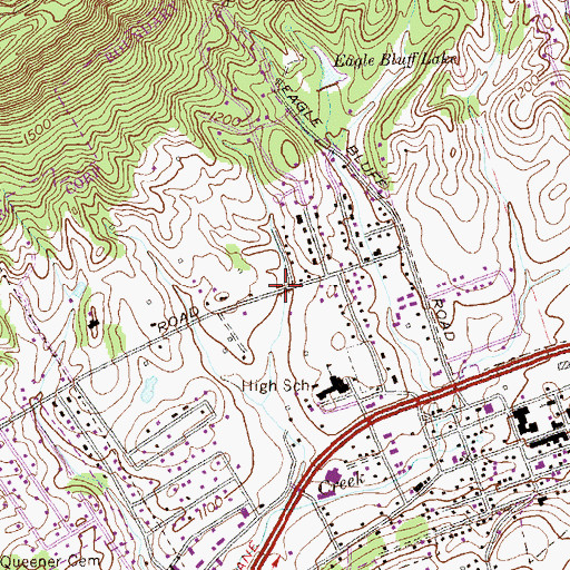 Topographic Map of Town of Jacksboro, TN