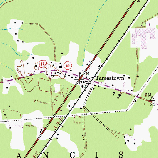 Topographic Map of Town of Jamestown, SC