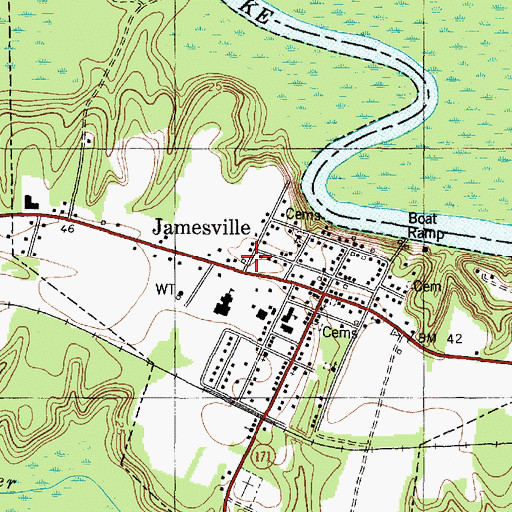 Topographic Map of Town of Jamesville, NC