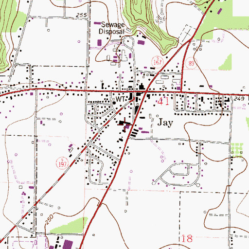 Topographic Map of Town of Jay, FL