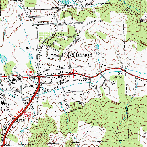 Topographic Map of Town of Jefferson, NC
