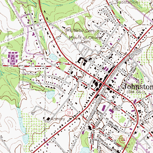 Topographic Map of Town of Johnston, SC