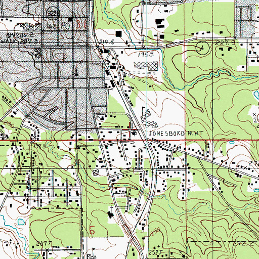 Topographic Map of Town of Jonesboro, LA