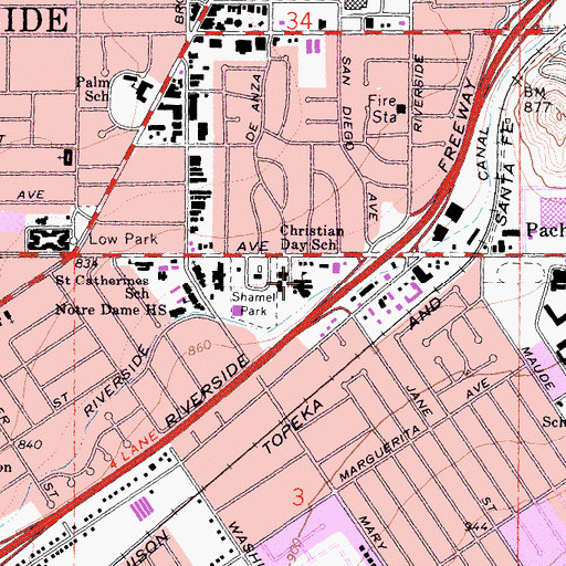 Topographic Map of Christian Day School, CA