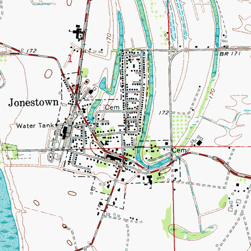 Topographic Map of Town of Jonestown, MS