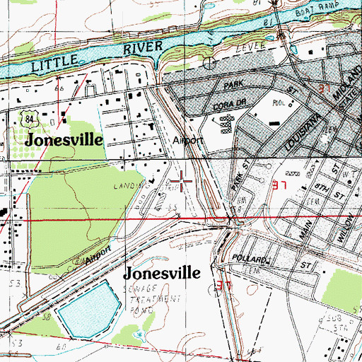 Topographic Map of Town of Jonesville, LA