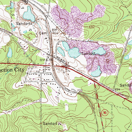 Topographic Map of Town of Junction City, GA