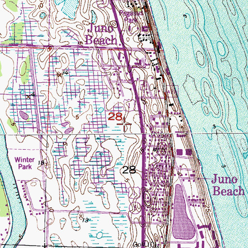 Topographic Map of Town of Juno Beach, FL