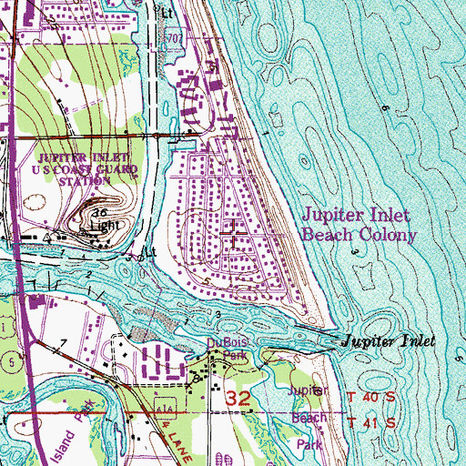 Topographic Map of Town of Jupiter Inlet Colony, FL