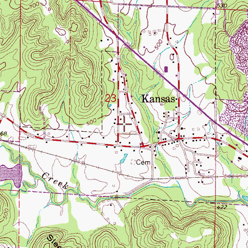 Topographic Map of Town of Kansas, AL