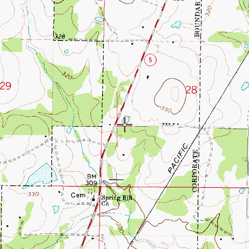 Topographic Map of Town of Keachi, LA