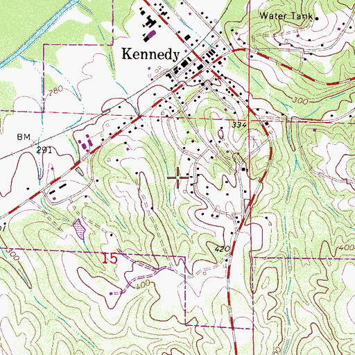 Topographic Map of Town of Kennedy, AL