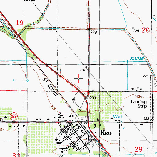 Topographic Map of Town of Keo, AR