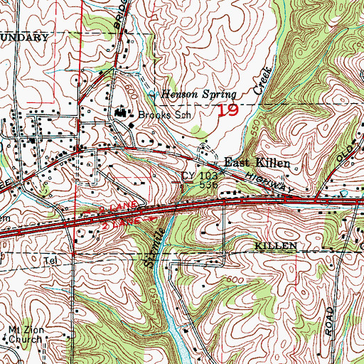 Topographic Map of Town of Killen, AL