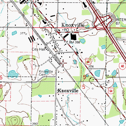Topographic Map of Town of Knoxville, AR