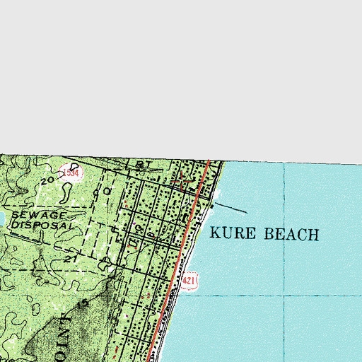 Topographic Map of Town of Kure Beach, NC