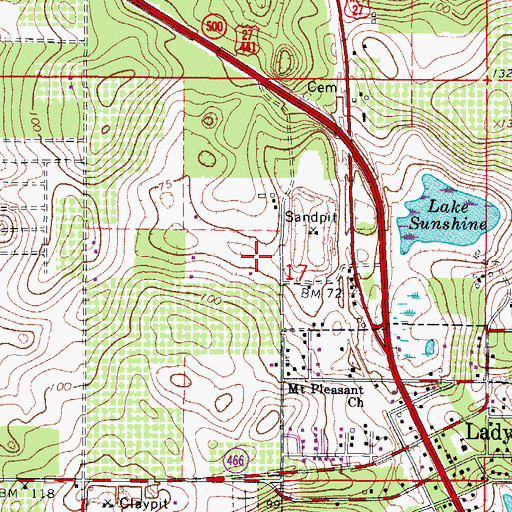Topographic Map of Town of Lady Lake, FL