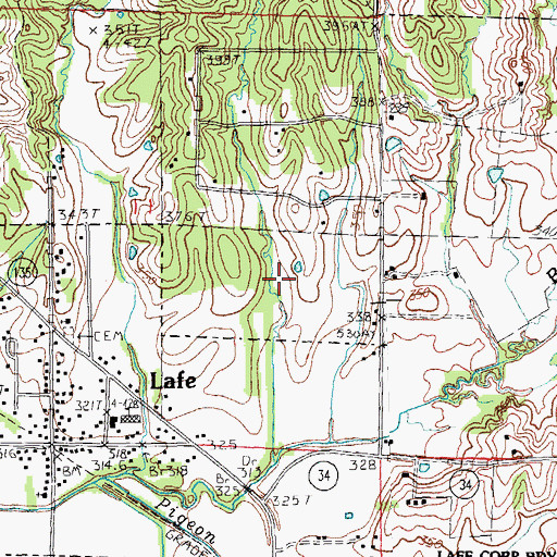 Topographic Map of Town of Lafe, AR
