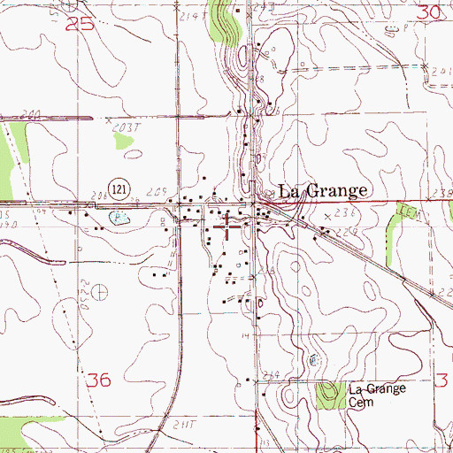 Topographic Map of Town of LaGrange, AR