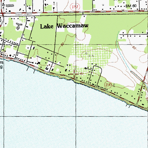 Topographic Map of Town of Lake Waccamaw, NC