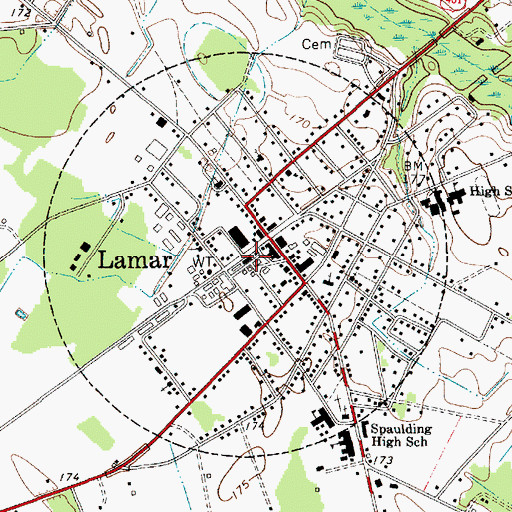 Topographic Map of Town of Lamar, SC