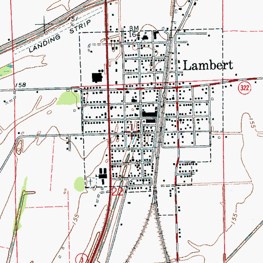 Topographic Map of Town of Lambert, MS