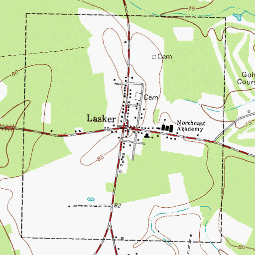 Topographic Map of Town of Lasker, NC