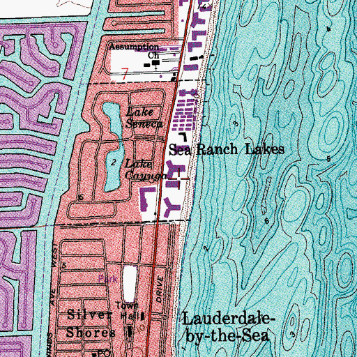 Topographic Map of Town of Lauderdale-by-the-Sea, FL