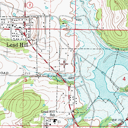 Topographic Map of Town of Lead Hill, AR