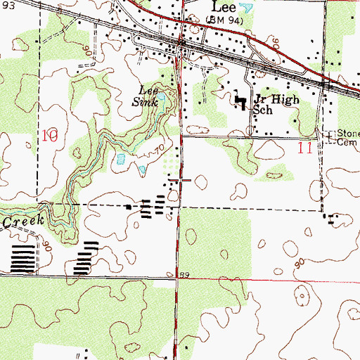 Topographic Map of Town of Lee, FL