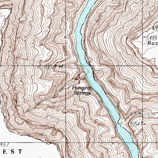 Topographic Map of Hanging Springs, AZ