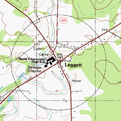 Topographic Map of Town of Leggett, NC