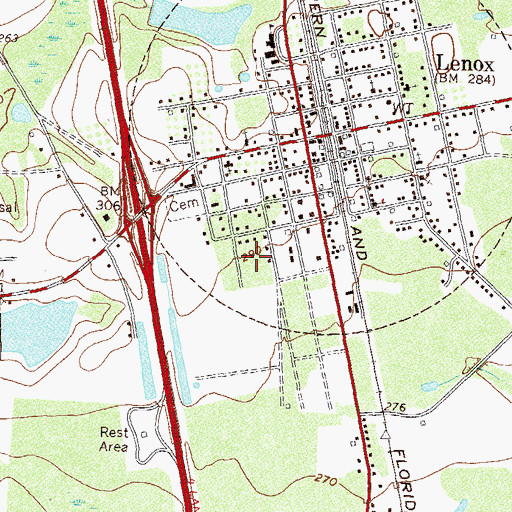 Topographic Map of Town of Lenox, GA