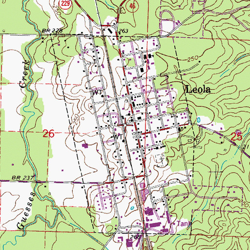 Topographic Map of Town of Leola, AR